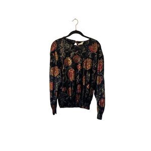 Valentine vintage, black and gold floral Gathered waist velvet top 8 whimsigoth